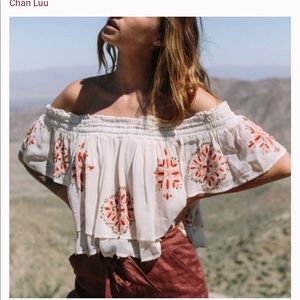 Cream Orange Chan luu boho off the shoulder top